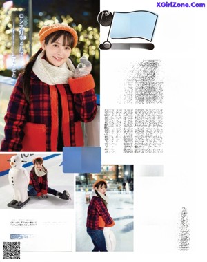 A magazine page with a picture of a girl eating food.