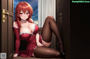A naked anime girl holding a drink in her hand.
