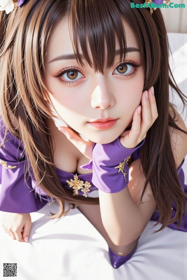 Hentai - Sovereign of Lightning in Exquisite Garb Set.1 20250125 Part 9 No.b1fcde A woman in a purple dress is posing for a picture.