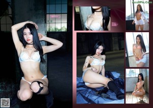 A couple of women standing next to each other in lingerie.
