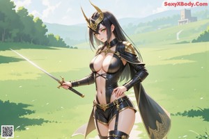 a sexy anime girl with big tits posing for the camera